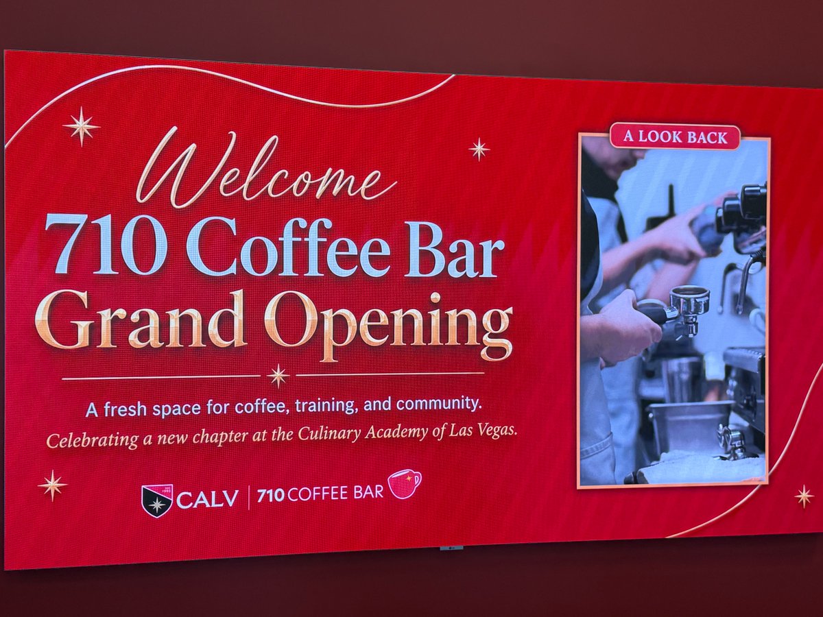 dinatitus's tweet photo. Great to have #TeamTitus at the grand opening of the 710 Coffee Bar at @CulinaryLV! Congratulations to the students and staff who made this possible. Every cup helps support the next generation of Southern Nevada's hospitality workforce. Stop by and show them some love! ☕❤️ https://t.co/ldyQ894LQZ