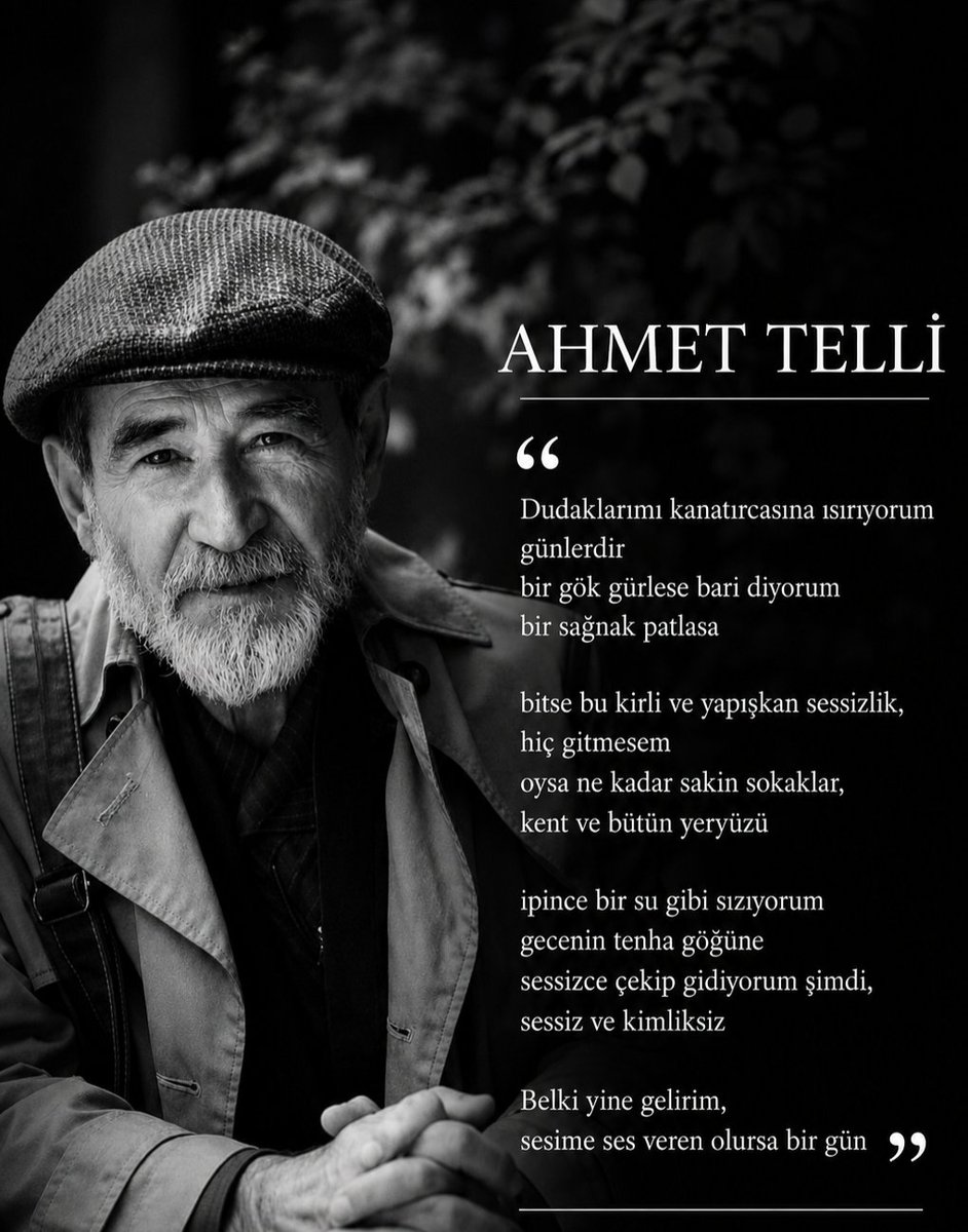 gergerliogluof's tweet photo. Ahmet Telli vefat etmiş.

Allah rahmet eylesin.

Zor zamanların insanıydı, kıymetli bir vicdandı. https://t.co/ZUNqp6AB5F