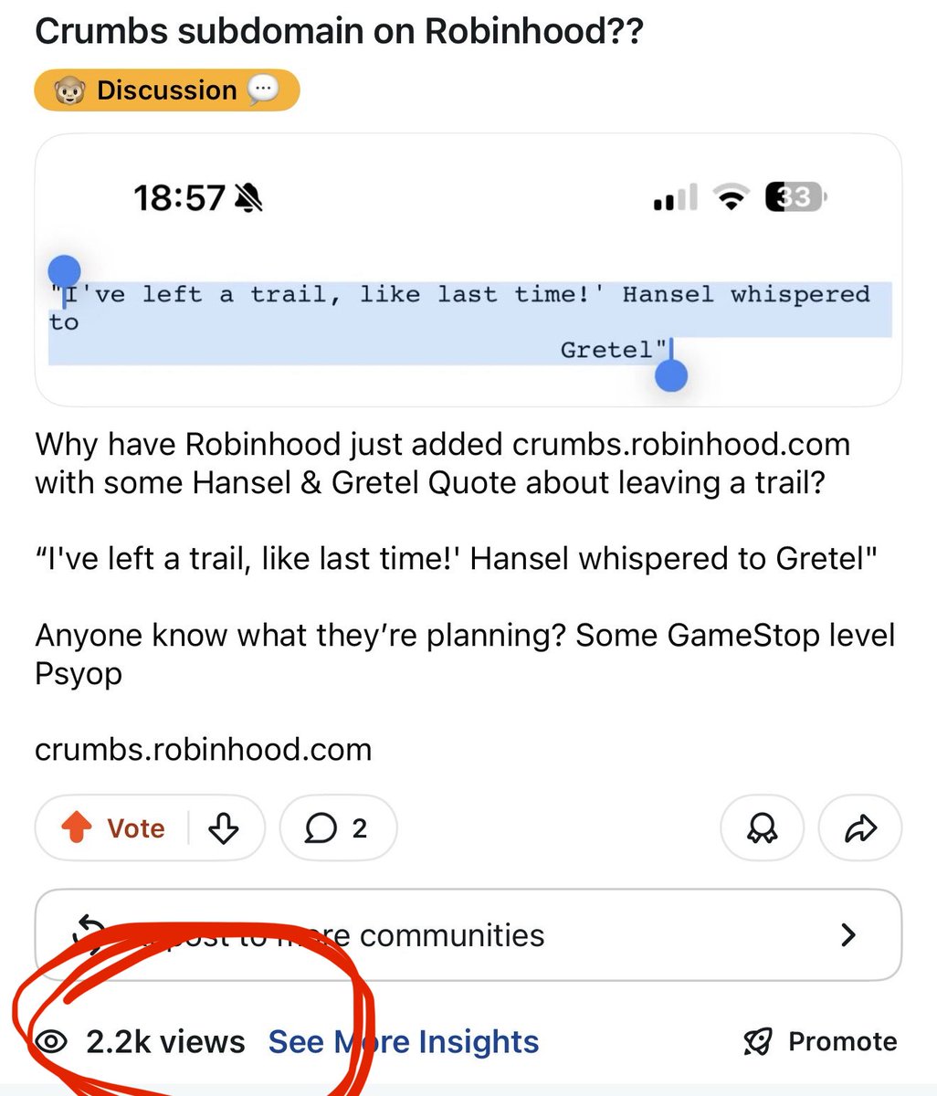 SgtWingflapper's tweet photo. Already over 2k views on GME subreddit within 30 mins https://t.co/f1nsRW3xhL