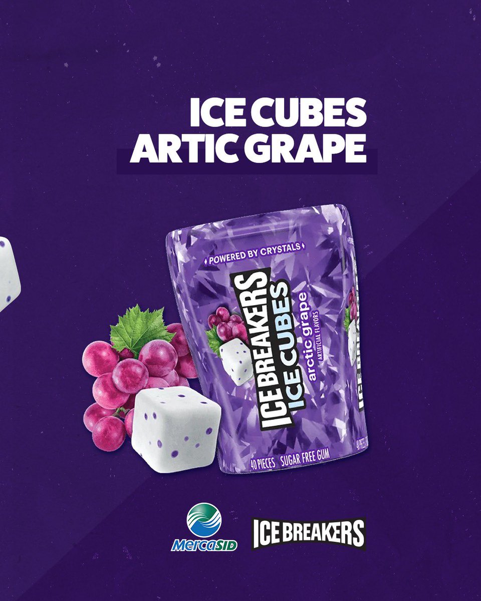 MercasidDR's tweet photo. Ya está aquí ICE CUBE ARTIC GRAPE, una innovación de Hershey's que trae MercaSID, hecha para refrescarte con un toque intenso y diferente.
Y sí, son chicles sin azúcar añadida. 😉
¿Listo para probarlos? 💜
#MercaSID #IceCube #Hersheys #ArticGrape https://t.co/gjlxvWipRV