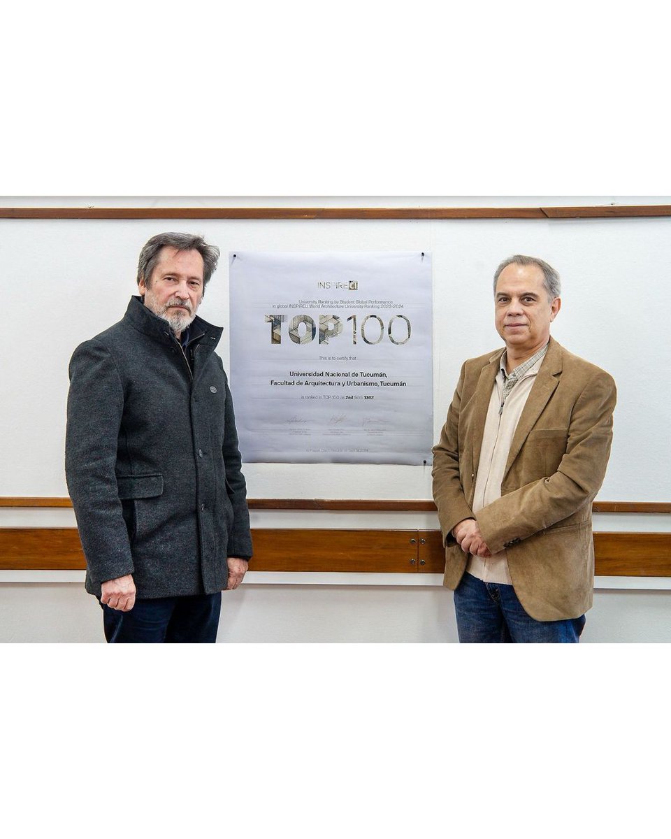 InspireliAwards's tweet photo. FAU UNT | Facultad de Arquitectura y Urbanismo | Universidad Nacional de Tucumán ranked 2nd in the overall University ranking of the 10th Inspireli Awards 2024/2025.

hashtag#inspireliawards
hashtag#inspireliuniversityranking https://t.co/IlMm30bQLB