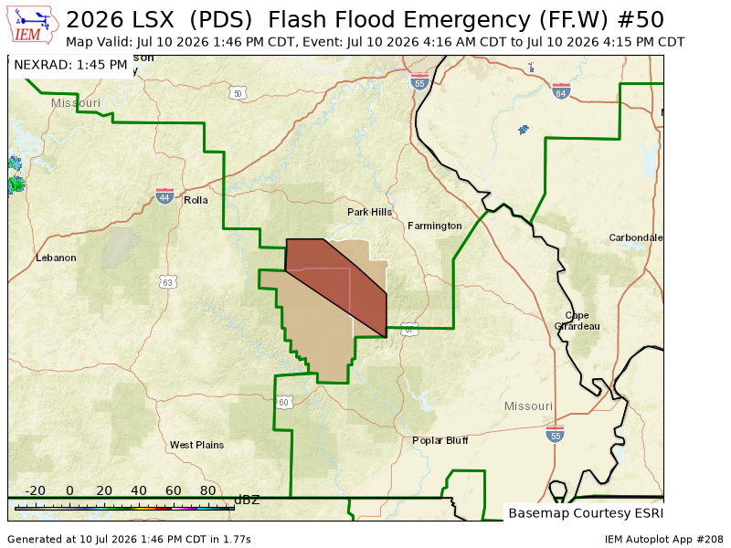 Iembot_emerg's tweet photo. LSX extends time of Flash Flood Emergency [flash flood: observed, flash flood damage threat: catastrophic] for Iron, Reynolds [MO] till Jul 10, 4:15 PM CDT https://t.co/FwVy4JvMNf https://t.co/8zktrXJrtE
