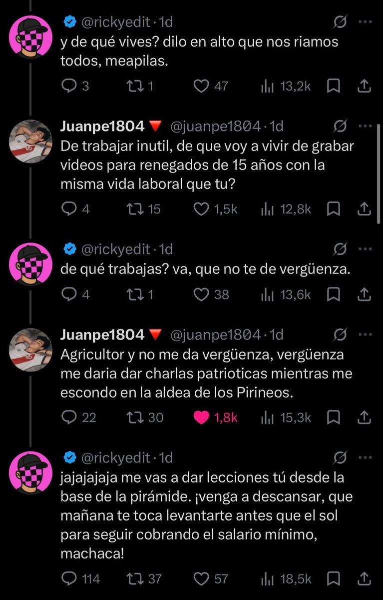 Drelsio's tweet photo. Parece que Ricardo Ediciones ha perdido una de las respuestas. Hace falta ser hipócrita de mierda, hiena con piel de cordero, bórrate el tatuaje bufón de mierda, que por bien que vivas es a costa de ser un puto payaso de mierda. https://t.co/j4YjJTkC9J
