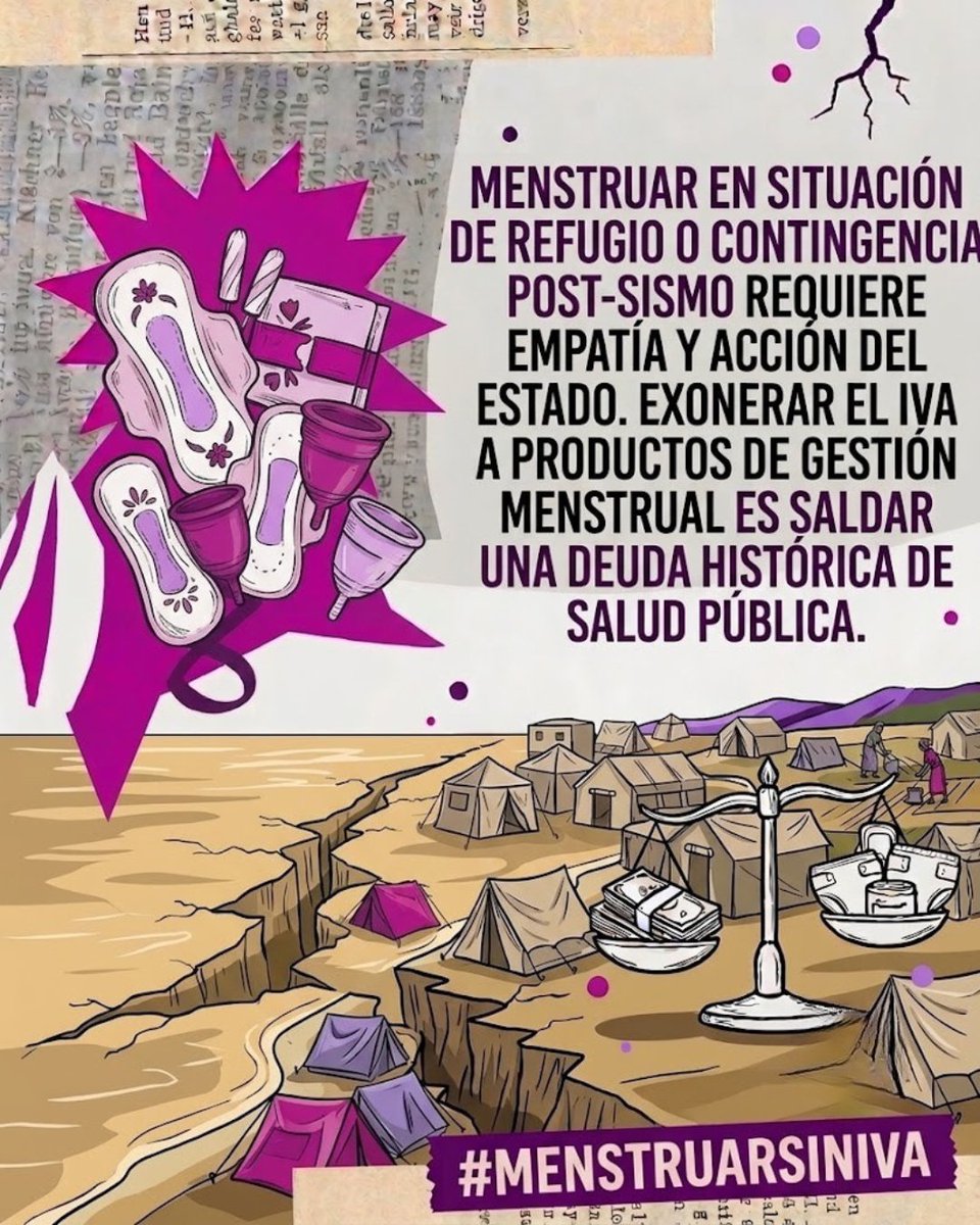 mujeresct's tweet photo. ¿Comer o comprar toallas sanitarias? Esa es la dolorosa decisión de miles de venezolanas afectadas por el terremoto. Quitar el IVA a los productos de gestión menstrual es un acto mínimo de humanidad y justicia social hoy. #MenstruaciónSinIVA @delcyrodriguezv https://t.co/AT2GIUZYkF