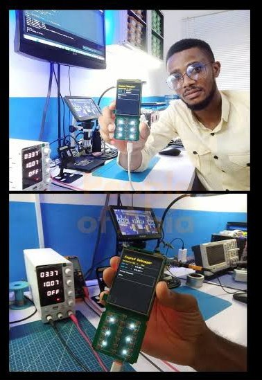 ekwensucapital's tweet photo. 📱 IGBO engineer Magnus Emenuga @MagnusEmenuga, founder of MEmbedded TechLab, presented a mobile phone developed from scratch by his team to Abia State Governor Alex Otti, the Minister of Education, and development partners during an innovation event in Aba. https://t.co/deiNJK0y18
