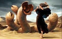 aliaoftheblade's tweet photo. Interestingly, a far reaching descent of Chani’s is Sheeana Brugh. She is known to ‘control the worms’. In the final days of Rakis they form a cult around her; messiah-fy her and she completely denounces anything to do with being a religious figure the people pray to https://t.co/NXSfhzg3pq