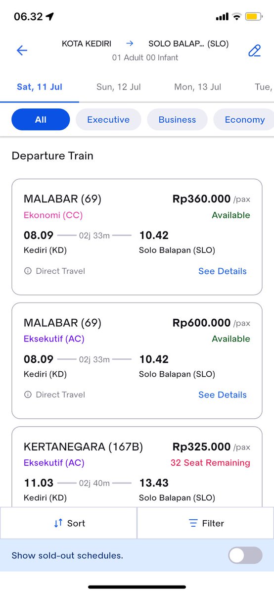 wawaghik's tweet photo. Halo @KAI121 

Dulu2 cek 2jam sebelumnya ada tarif khusus. Ini kok udah 6.33 harganya masih sama ya?

Kenapa tu min https://t.co/xfqzvzq1Ha