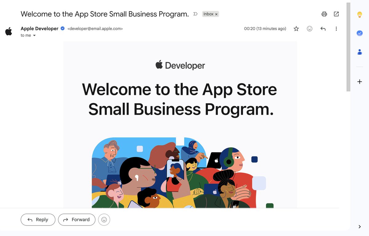 sixtusagbo's tweet photo. Apple approved me for the App Store Small Business Program today.

If you build paid apps, this cuts your commission from 30% to 15%.

Most devs qualify and don't know it exists. Quick thread 🧵 https://t.co/q1W7OflXF6