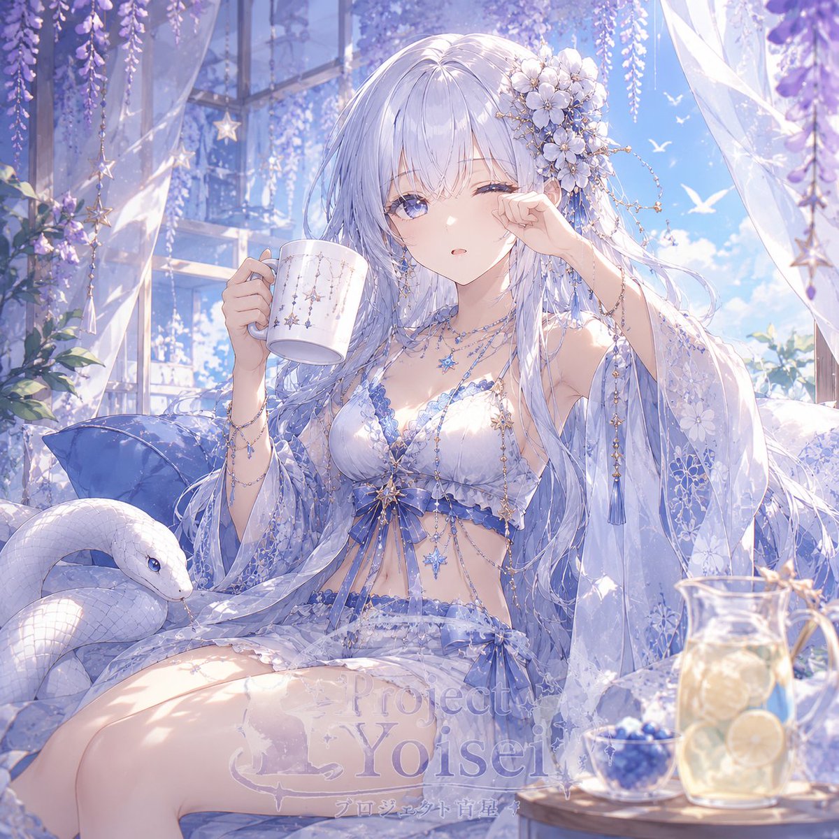 sora13946's tweet photo. おはようございます。
今日も暑いですね。
水分補給しっかりしてまったりいきましょー
#白藍 #ProjectYoisei #オリジナルキャラクター #創作 #AIイラスト #AIart https://t.co/tdYJ0EnRum