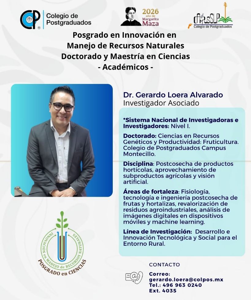 Colpos_CSLP's tweet photo. 🔍 Conoce al Dr. Gerardo Loera Alvarado,  Investigador Asociado del Campus SLP del Colegio de Postgraduados.

#investigación #ciencia #manejoderecursos #posgrado #innovación https://t.co/ieNZFuqCW3