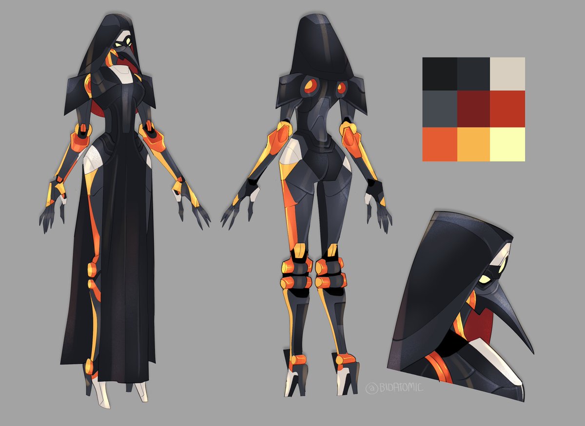 average_sca's tweet photo. thought I would post some other stuff so I might as well post my robot lady.
Presenting Gestalt! The repentant destroyer of humanity (self-proclaimed) and one of the last sentient things on earth to have strong opinions on movies.

Ref sheet done by the amazing @bioatomic https://t.co/SaexuHrjNT
