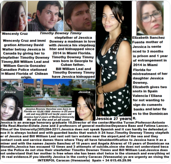 AngelCajigasBa's tweet photo. Jessica has been drugged and abused since 2014 to prevent her from escaping and communicating with the outside world, and she is constantly watched from behind. All of this was said and written by her mother, Gabriela Elizabeth Sánchez Fuente. https://t.co/7AjKNND07T