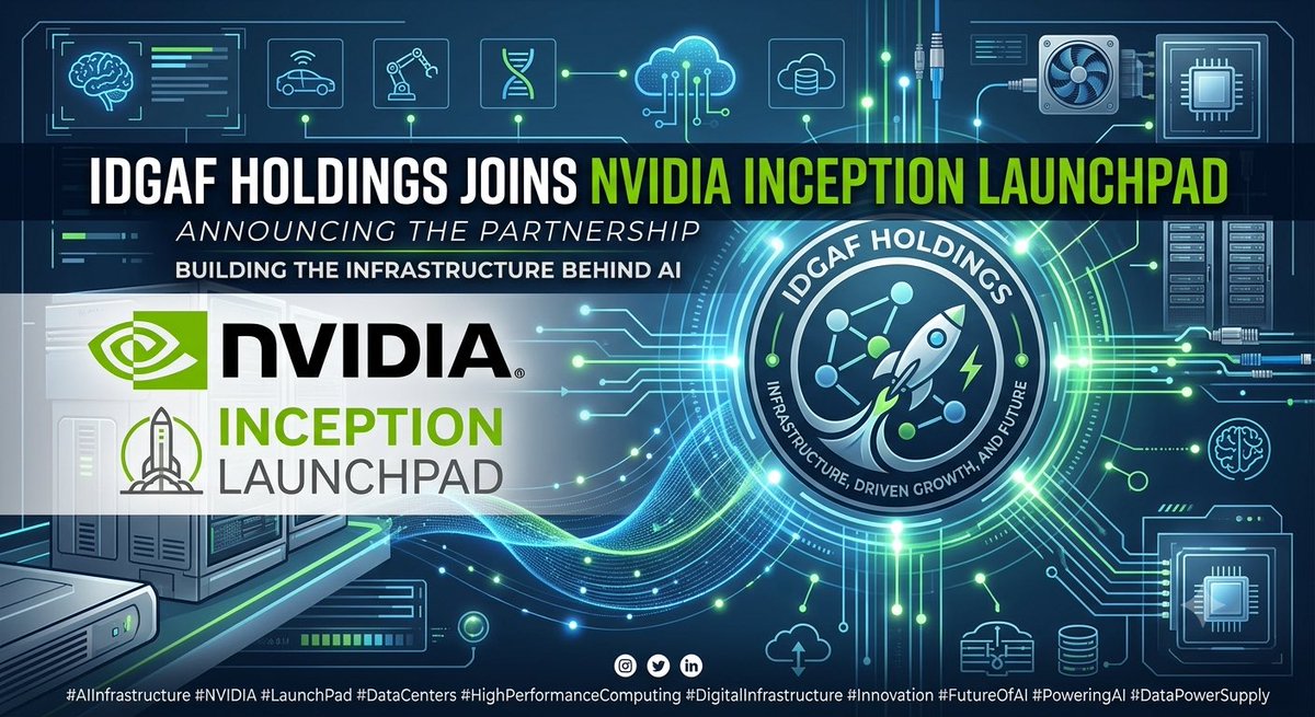 JHayes913's tweet photo. Infrastructure is no longer just a support function it’s the foundation of innovation.

Every major breakthrough in AI, digital manufacturing, autonomous systems, healthcare, and scientific computing depends on one thing: scalable, resilient infrastructure.

As we join the NVIDIA Inception LaunchPad ecosystem, we’re excited to collaborate with innovators building the next generation of AI-powered solutions. This is an opportunity to accelerate development, connect with world-class resources, and help transform breakthrough ideas into real-world impact.

we believe the future belongs to organizations that can deliver the infrastructure behind AI power, compute, connectivity, and deployment at scale.

The next decade won’t be defined by who has the best ideas alone. It will be defined by who can build the infrastructure to bring those ideas to life.

The future is infrastructure-driven. The future is AI-powered. And we’re just getting started.

#AIInfrastructure #NVIDIA #LaunchPad #DataCenters #HighPerformanceComputing #DigitalInfrastructure #Innovation #FutureOfAI #PoweringAI #DataPowerSupply #idgaf #idgafholdings