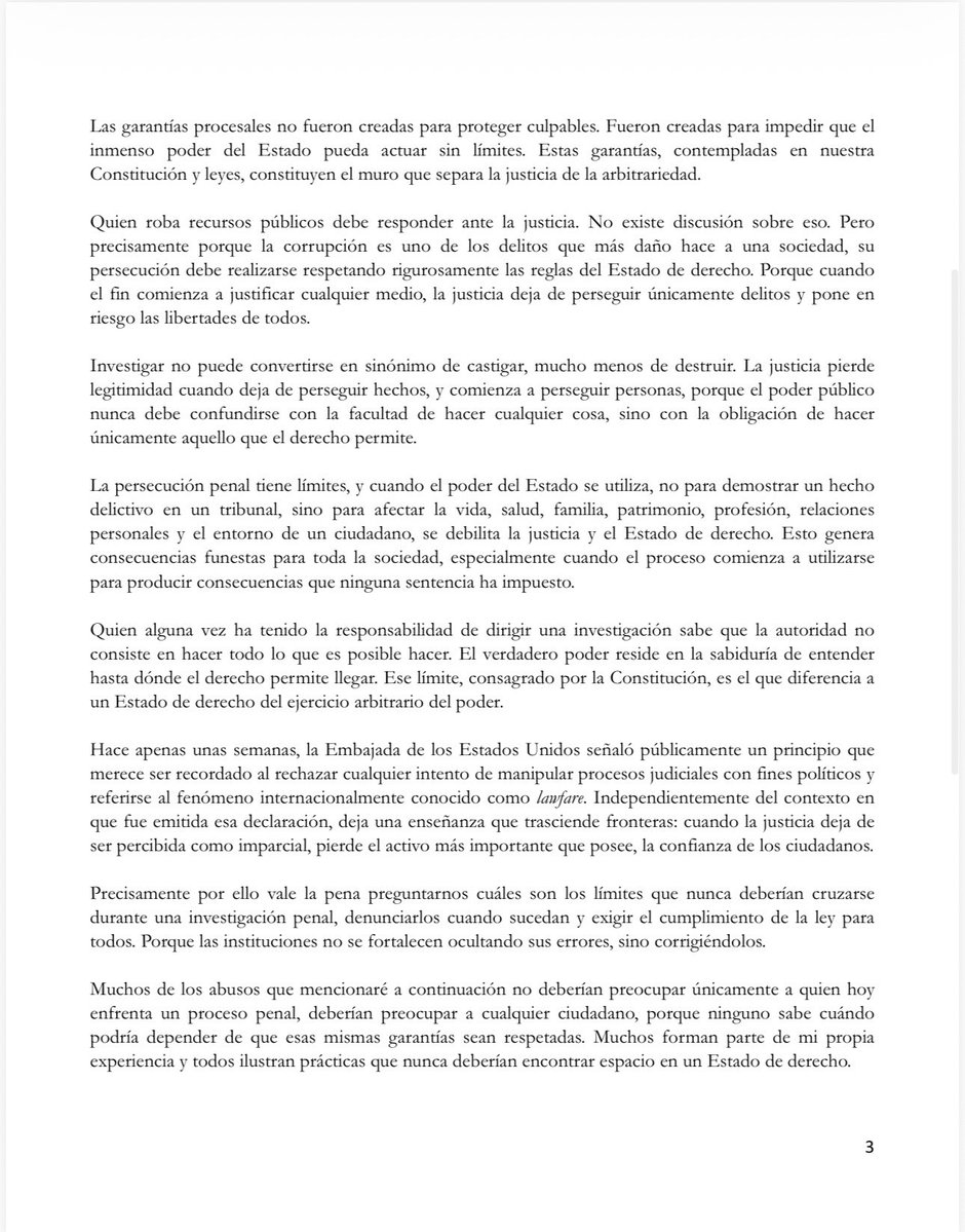 JeanARodriguezS's tweet photo. Les comparto una reflexión personal sobre la justicia, el ejercicio del poder y los límites que toda democracia necesita para proteger a sus ciudadanos.

Porque las garantías procesales no pertenecen a los imputados; pertenecen a toda la sociedad. https://t.co/aUeqHxxsKR