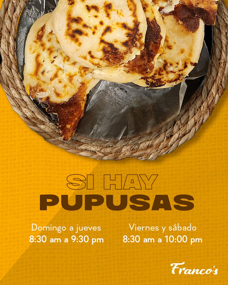 alertux's tweet photo. ¿Desayuno, almuerzo o cena? Aquí siempre hay pupusas 🍽️
No importa la hora, en Franco’s siempre hay pupusas calientitas para vos 🔥
📍2a Avenida Sur, San Salvador, Centro Histórico de San Salvador. Justo a la par de BINAES
Redes: https://t.co/4YVvzL91E0
#ALERTUXADS #FRANCOSPUPUSERIA
CONTENIDO PATROCINADO