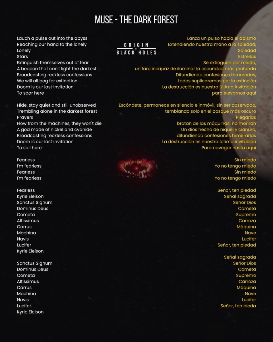 museoobh's tweet photo. ¿Ya se aprendieron las canciones de ‘The Wow! Signal’? 🛸

Les compartimos la letra en inglés/español de todo el álbum, para que estén listos en el próximo regreso de Muse a México. 🇲🇽🔥 https://t.co/HblduB04jO