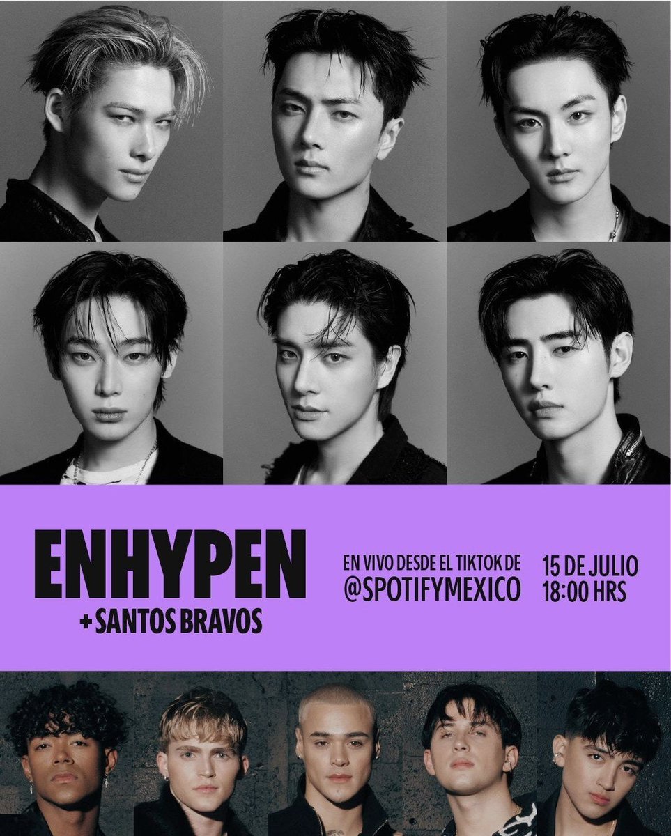 jakewon_stars's tweet photo. 📢 Spotify México transmitirá en TikTok el evento de #ENHYPEN y SANTOS BRAVOS en Campo Marte el próximo Miércoles 15 de Julio a las 6PM hora MX 🇲🇽 !

Link
🖇: https://t.co/xb80AdueSu https://t.co/SY8ALjK7dg