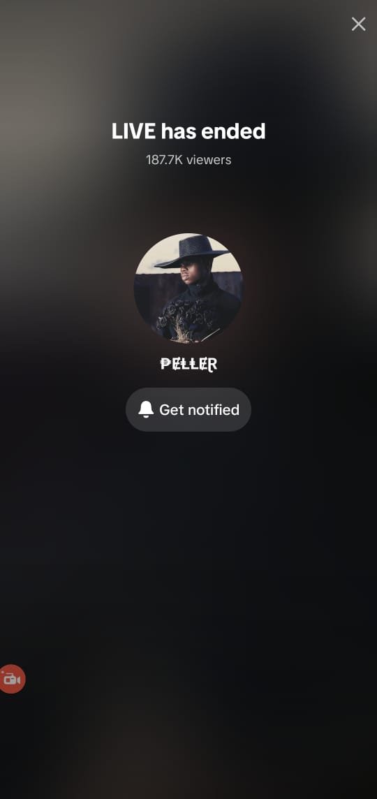 RealBigOla's tweet photo. The king is back. ๐
First LIVE after the break... 187.7K viewers. ๐ฅ
Some people doubted, but the numbers spoke for themselves. โค๏ธ#Peller #Pellerians #PellerLive #ForYou #FYP #TikTokNigeria #Trending #WelcomeBackPeller @Peller089 https://t.co/d4axj6NecB