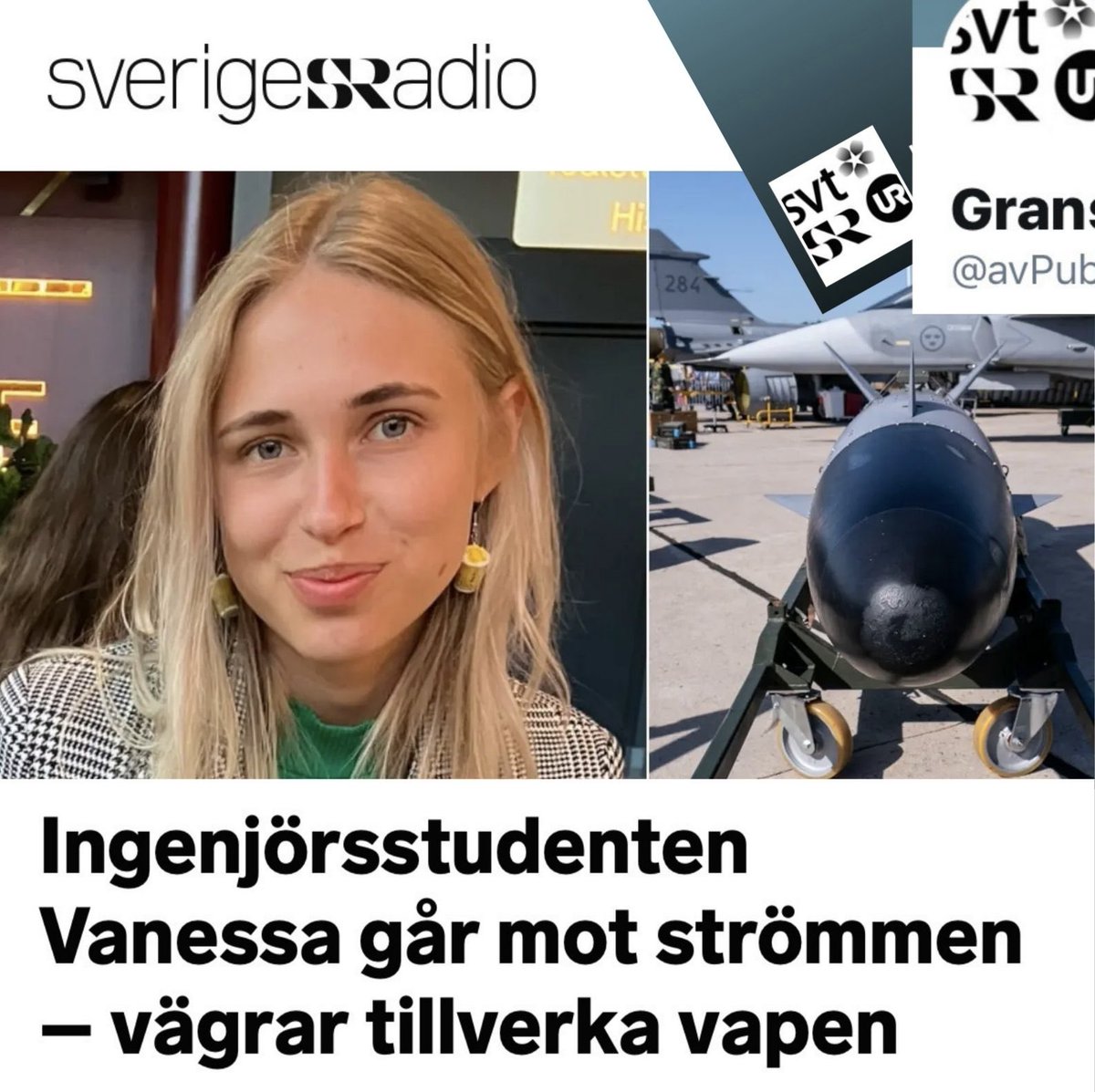 avPublicService's tweet photo. Allt fler ingenjörsstudenter lockas till försvarsindustrin, rapporterar opartiska @SverigesRadio – ändå väljer statsradion att hylla en student som vägrar tillverka vapen – men Sverige är faktiskt värt att försvara, @SverigesRadio

Sverige är en västerländsk demokrati – och bygger på värden som är sällsynta i historien: som allmänna fria val, mänskliga fri- och rättigheter, som yttrandefrihet, mötesfrihet, demonstrationsfrihet och rättssäkerhet.

Det bästa sättet att undvika krig är att kunna visa styrka. Genom att ha ett starkt, modernt försvar signalerar en demokrati till auktoritära regimer att en invasion eller ett angrepp skulle bli alldeles för kostsamt och svårt. Det handlar om att förebygga konflikter innan de ens startar.

Och Sverige är värt att försvara, även om opartiska @SverigesRadio – som har ett särskilt utpekat ansvar för totalförsvarets informationsspridning – inte alltid tycks vilja inse det.

@SverigesRadio #journalistik SR: Ingenjörsstudenten Vanessa går mot strömmen – vägrar tillverka vapen https://t.co/EgGSYCo4ZY