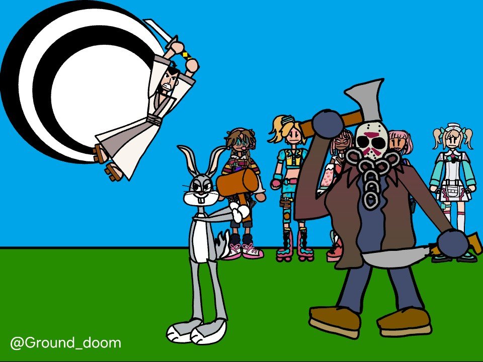 Ground_doom's tweet photo. Samurai Jack has made it to Fortnite, so another character has escaped Multiverses' rotten remains, I hate remember Multiverses 😑 #Fortnite #FortniteFanArt #Multiverses #SamuraiJack #Bugsbunny #JasonVoorhees https://t.co/jhbZE3LpCs