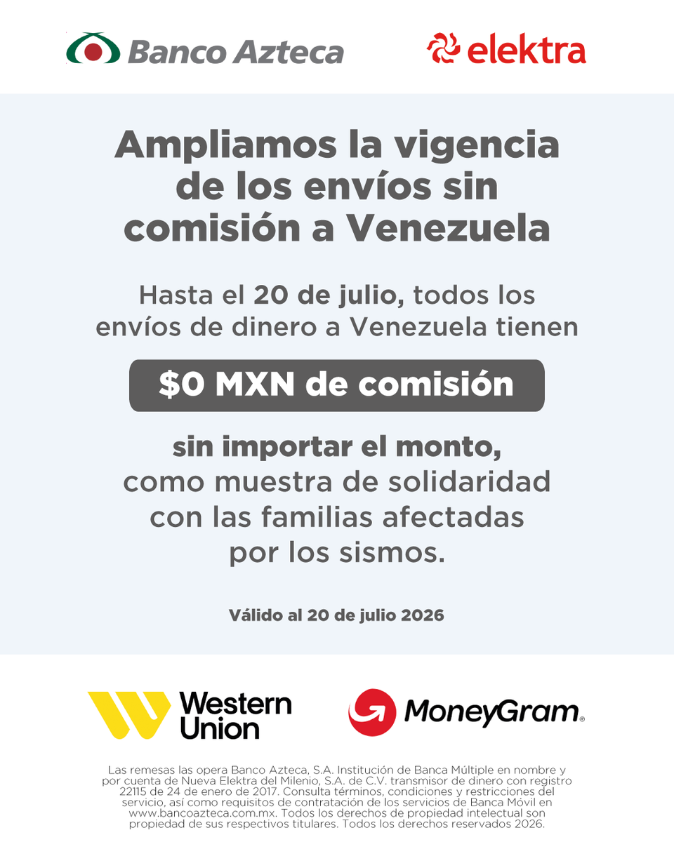 BancoAzteca's tweet photo. Hoy, más que nunca, estar cerca hace la diferencia 🇻🇪 🇲🇽 https://t.co/ZXdpUXp6AX