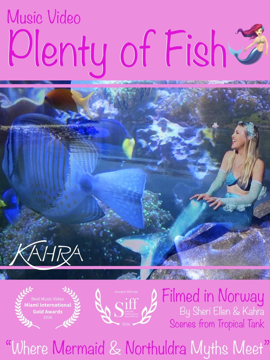 kahramusic's tweet photo. Thank you SIFF @cineowl_clara for #musicvideo Plenty of Fish #awardwinner Here is the #officialposter Watch now on #youtube Premier was July 2026 at the #keywestmermaidfestival #kahra #mermaidmusic https://t.co/VO6YCi5ooz https://t.co/wkUtSNCKle