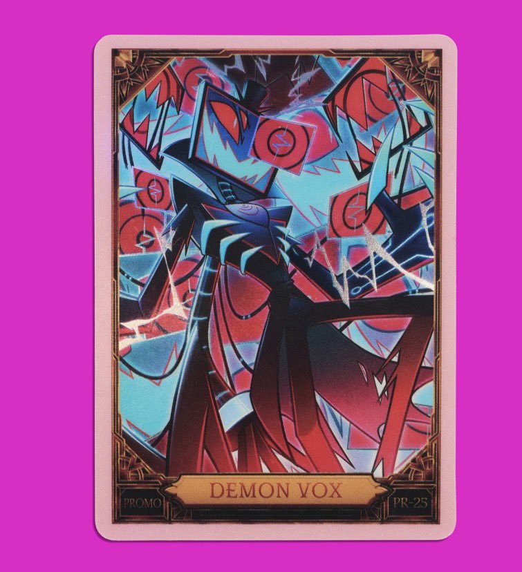 luminous__rain's tweet photo. I have two (2) never opened Demon Vox Promo Cards available for TRADE only. I am looking for other promo cards or secret rare cards from both season 1 &amp; 2. I am also open to trading them for foil cards, those will be negotiable!
Please DM me if interested! #HazbinHotelMerch https://t.co/yIYv4TU5Pc