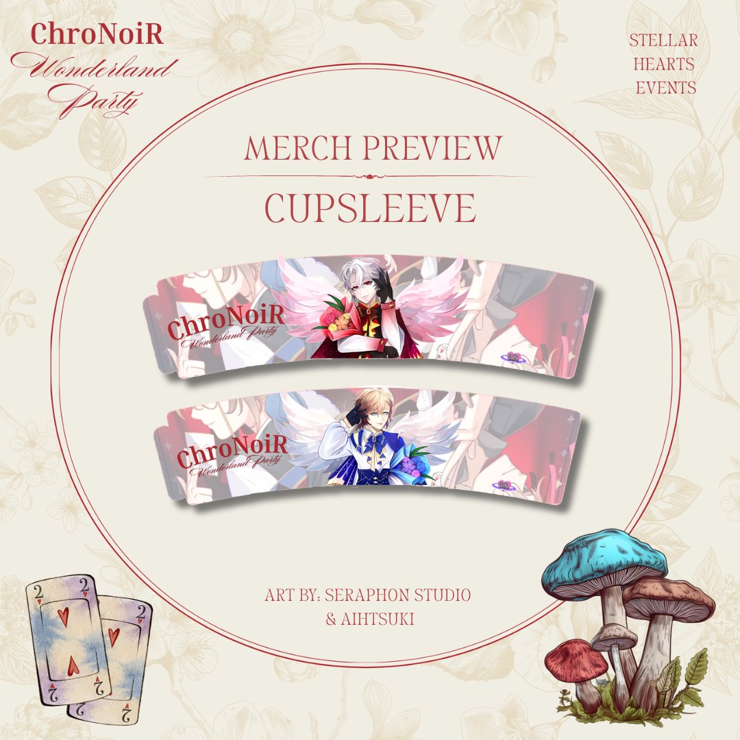 StellarHeart143's tweet photo. Here's a our Cupsleeve merch preview made by our talented artists @SeraphonStudios & @aihtsuki they prepared this amazing cupsleeve for every travelers 🎡
#chronoir #chronoirwonderlandparty #cupsleeveevent #cse #chronoiranniversary #CWP #くろのわ #chronoir推し https://t.co/8PVRqVZXtU