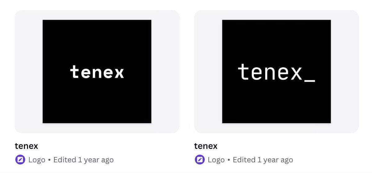 ArmanHezarkhani's tweet photo. We closed 7 figures in ARR with these logos

I logged in to canva today for something random

Saw my initial designs for tenex's logo

If you're building a business, just go sell https://t.co/4WKcyzHN8S