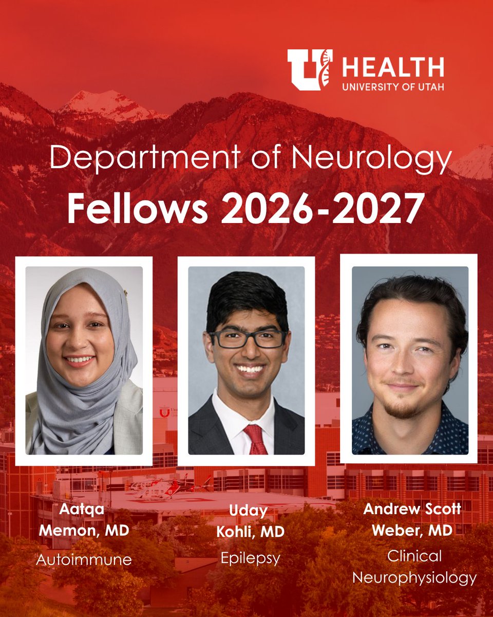 UofUNeurology's tweet photo. Welcome, 2026–2027 Neurology Fellows! 🧠🎉

We're excited to have you join the University of Utah Department of Neurology and can't wait to see all you'll accomplish. Please join us in welcoming our newest fellows!

#Neurology #MedicalEducation #UniversityofUtah https://t.co/LoDAWzlgne