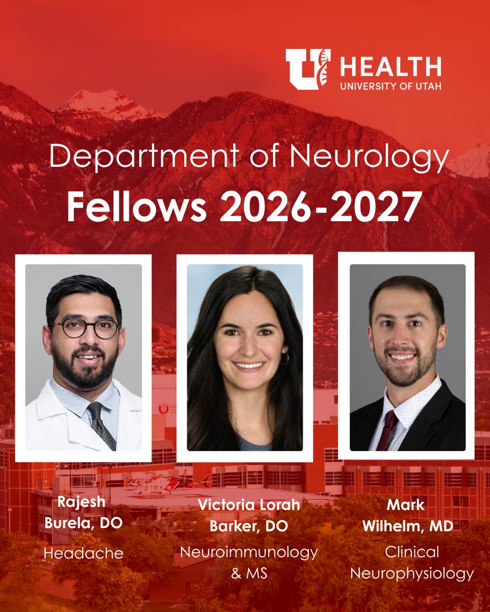 UofUNeurology's tweet photo. Welcome, 2026–2027 Neurology Fellows! 🧠🎉

We're excited to have you join the University of Utah Department of Neurology and can't wait to see all you'll accomplish. Please join us in welcoming our newest fellows!

#Neurology #MedicalEducation #UniversityofUtah https://t.co/LoDAWzlgne