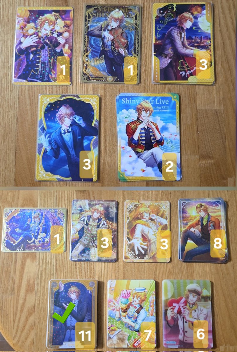 me_gl_ay_ra's tweet photo. 【交換┆譲渡】
うたプリ ビジュコレ Vol.4 Vol.5

譲：真斗、那月
求：4枚目 or 150円/枚+送料

RはN2枚、SRは15枚～、特典は20枚～お迎えください。
譲渡は✅含めて優先 https://t.co/kp6B8OIrar