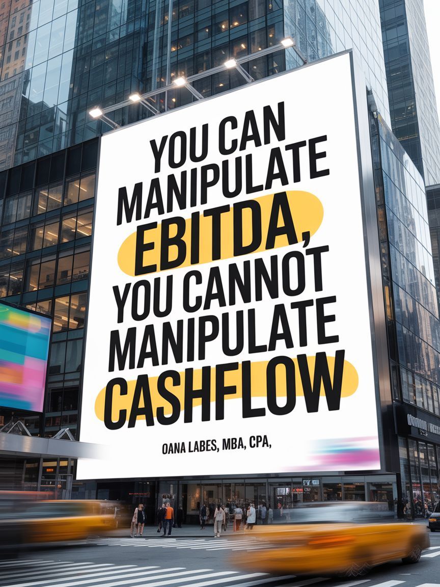 IAmOanaLabes's tweet photo. CEOs and CFOs chase EBITDA like it’s the holy grail.

Join my next free live executive masterclass and learn to chase enterprise value, not just EBITDA → https://t.co/jvpkcj3tKF

But here’s the truth:
You can manipulate EBITDA...
You cannot manipulate cash flow. https://t.co/S7nMBJfMYE