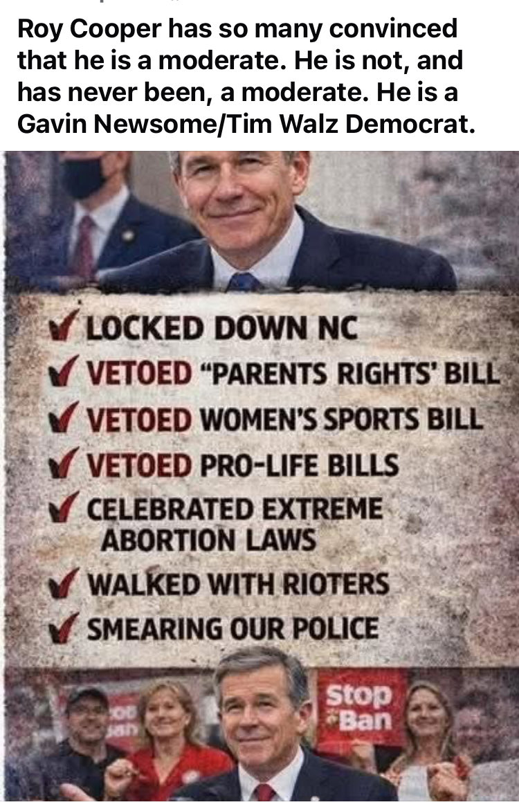 Nancyygv's tweet photo. @RoyCooperNC https://t.co/k6Fi48e4LR
