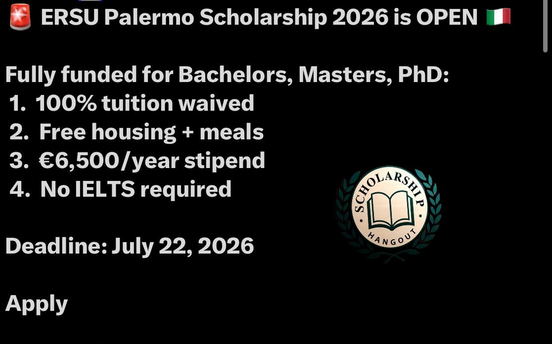nicedave4all's tweet photo. ERUS SCHOLARSHIP 
100% FUNDED
Deadline July 22, 2025 https://t.co/Tl5OLXeQkD