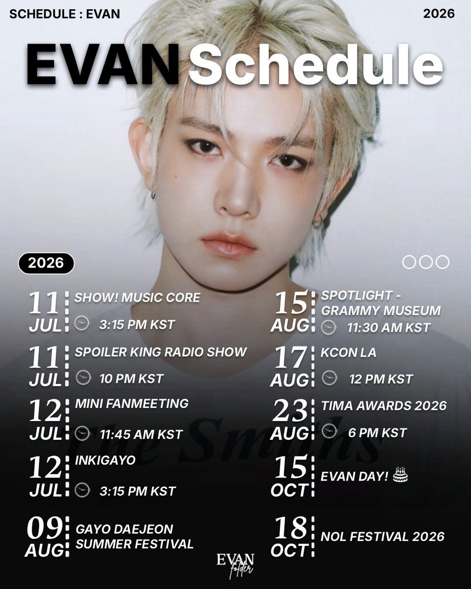 evanfolder's tweet photo. EVAN's schedule for 2026

To be updated as more announcements are made. 

#EVAN #에반 #HEESEUNG #희승 https://t.co/yyF6GHwLAX