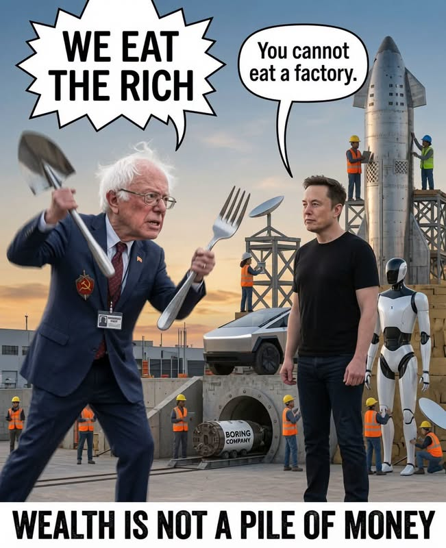 RYboating's tweet photo. Wealth builders like Elon invest their money in their businesses, their ideas and their people. 

They create things that people want and create jobs to help the economy. 

The commie left creates nothing but hell for anyone they dictate to. 😉

This is why capitalism works and communism doesn't.