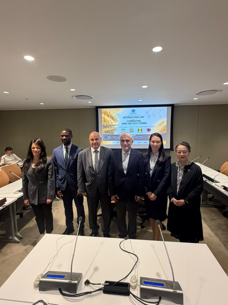 REPSENNY's tweet photo. On July 10, @REPSEN co-organized, alongside the missions of #Iraq, #Iran and #Mongolia, an event commemorating the International Day of Combatting Combat Sand and Dust Storms, with participation of @UNCCD, @UNESCAP, @UNESCWA, @UNDESA, @UNUINWEH, @UNEP_NYO, @FAO and @WHO. 
On this occasion, Senegal reaffirmed its commitment to land restoration, climate resilience, and the sustainable management of natural resources, while calling for strengthened international cooperation to address this global challenge.
---
Ce 10 juillet, @REPSEN a coorganisé, aux côtés des Missions de l’Iran, de l’Irak et de la Mongolie, un évènement commémorant la Journée internationale de lutte contre les tempêtes de sable et de poussière, avec la participation de @UNCCD, @UNESCAP, @UNESCWA, @UNDESA, @UNUINWEH, @UNEP_NYO, @FAO et @WHO. 
À cette occasion, le Sénégal a réaffirmé son engagement en faveur de la restauration des terres, de la résilience climatique et de la gestion durable des ressources naturelles, tout en appelant à une coopération internationale renforcée pour faire face à ce défi mondial.

#SandStorms #UN #ClimateAction #GreatGreenWall