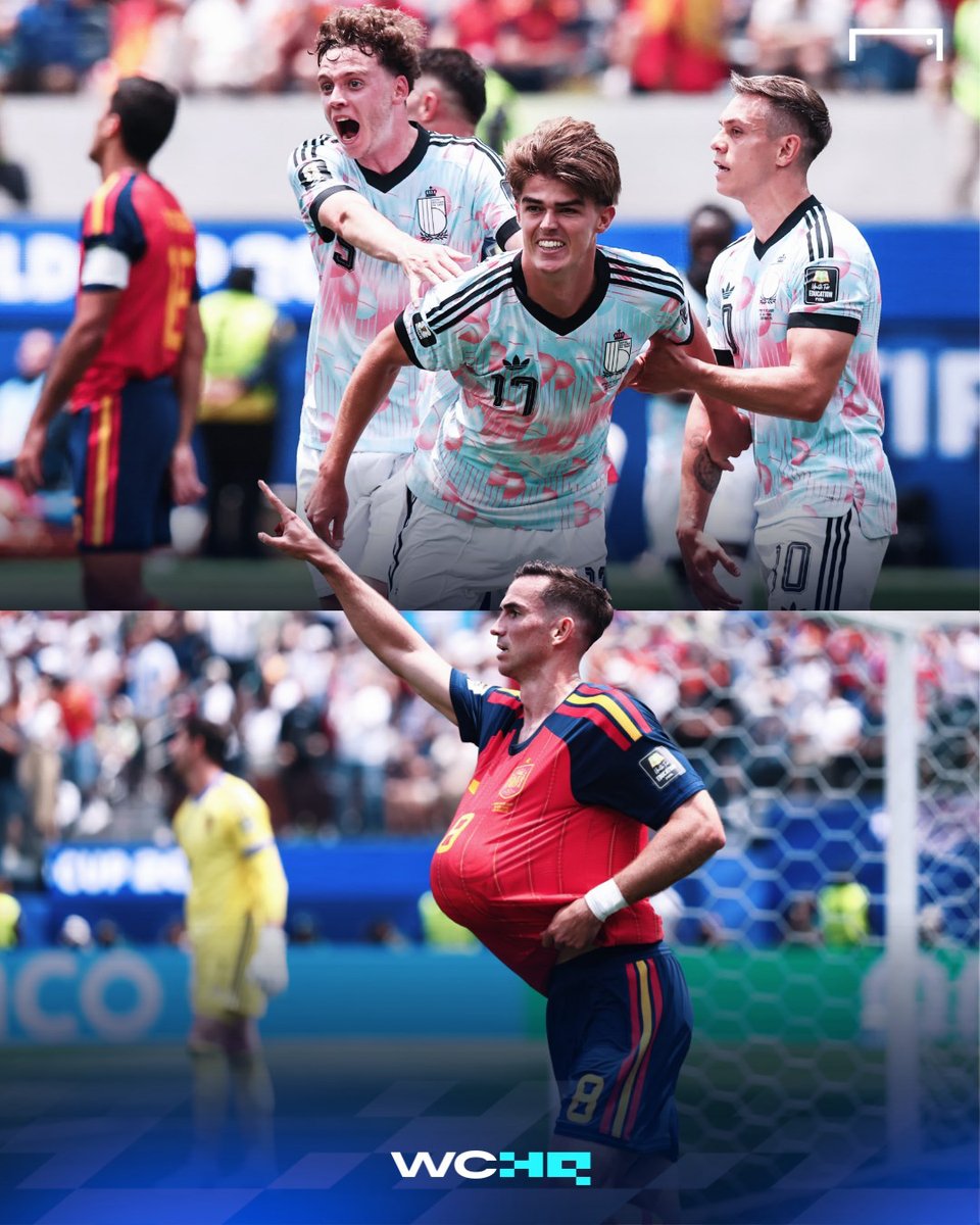 goal's tweet photo. Game on in LA! 🚨⚽

Fabian Ruiz opens the scoring, but Charles De Ketelaere equalizes to hand Unai Simón his first conceded goal of the tournament! 🇪🇸⚔️🇧🇪 https://t.co/ubLqkOwQya