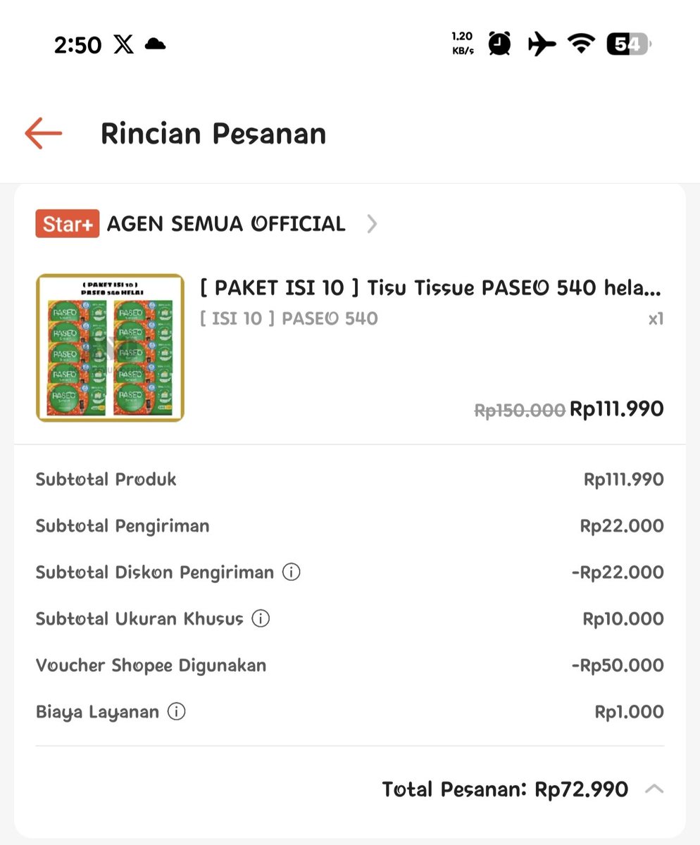 oskab__'s tweet photo. @RacunBelanja Amann, mabok tisu 😅 https://t.co/yHESjdQpnX