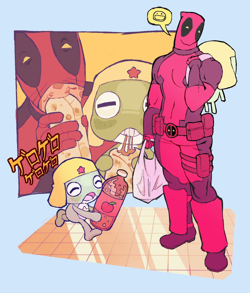 basement_buddy_'s tweet photo. Let’s get lunch together! #deadpool #kerorogunsou https://t.co/7JLwmpVl5K
