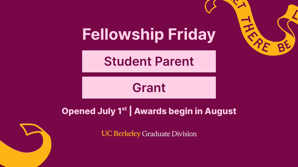 GradDivision's tweet photo. Are you a #BerkeleyGraduateStudent parent with a dependent under the age of 18? If so, you may be eligible for our Student Parent Grant. Applications are now open with award granted beginning in August! https://t.co/sqrNmB4Vg0  #FellowshipFriday #Funding https://t.co/feI8ckYNxw