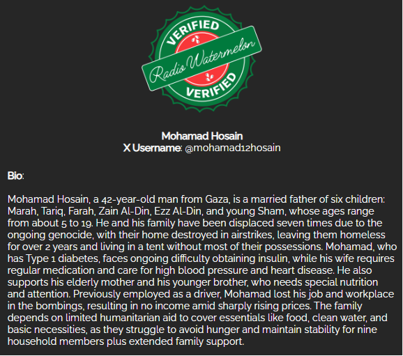 RadioWatermelon's tweet photo. 🚨Low donations - Only $347 raised🚨

Mohamad Hosain's Family
#VerifiedByRadioWatermelon
🖇️: https://t.co/aHfzb8Yy6b
The last donation was 6 weeks ago
Please donate and share
Aid isn't political 
People are people https://t.co/6flUWKpbb8