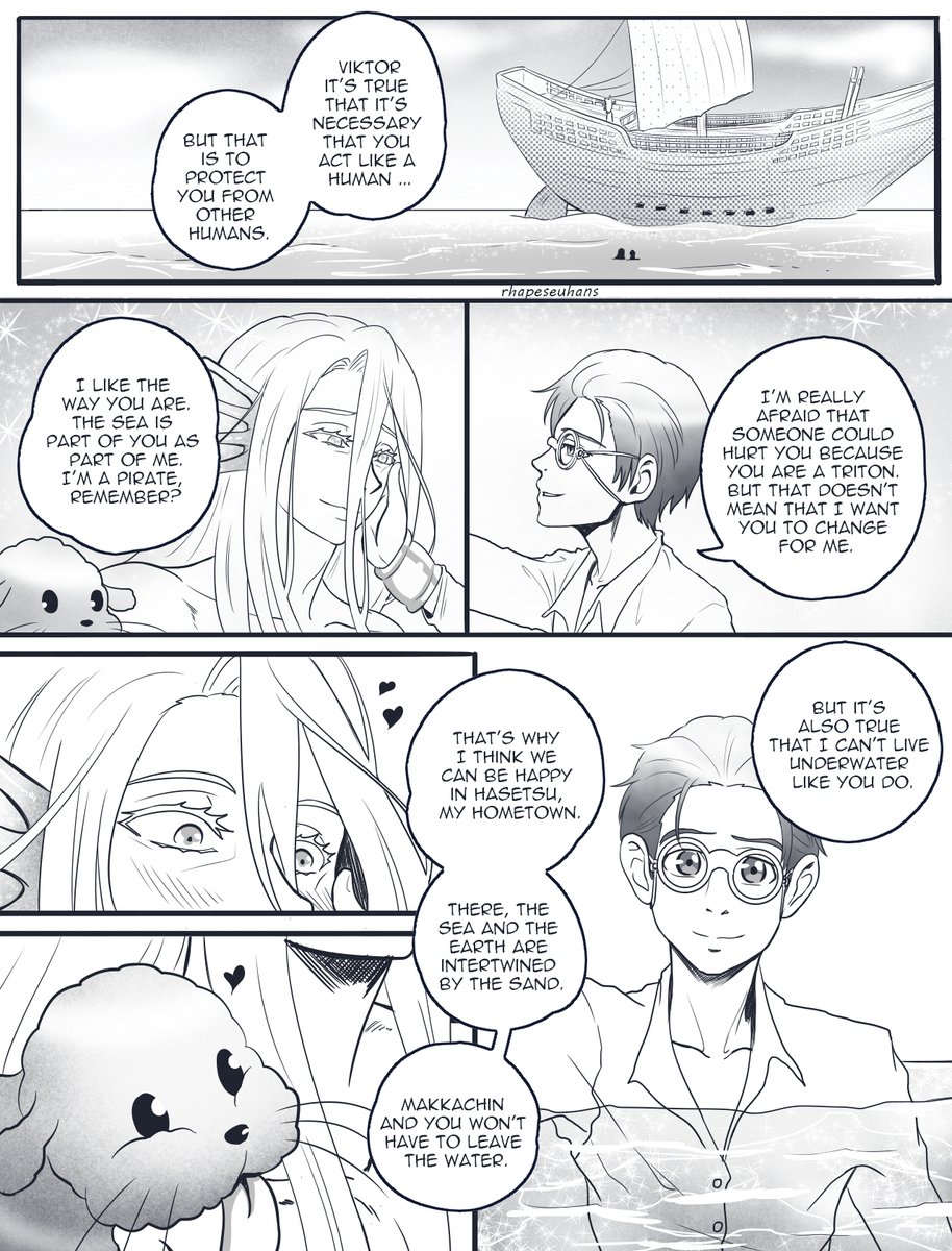 RhapeSeuhans's tweet photo. 44, 45, 46, 47/61 
Between You and Me and the Sea 🧜‍♂️ 
💖 [My lvl5 patrons have access to the uncensored version]   
#yoi #yurionice #mermay #mermanau #viktuuri #victuri https://t.co/30WR4XAl9R