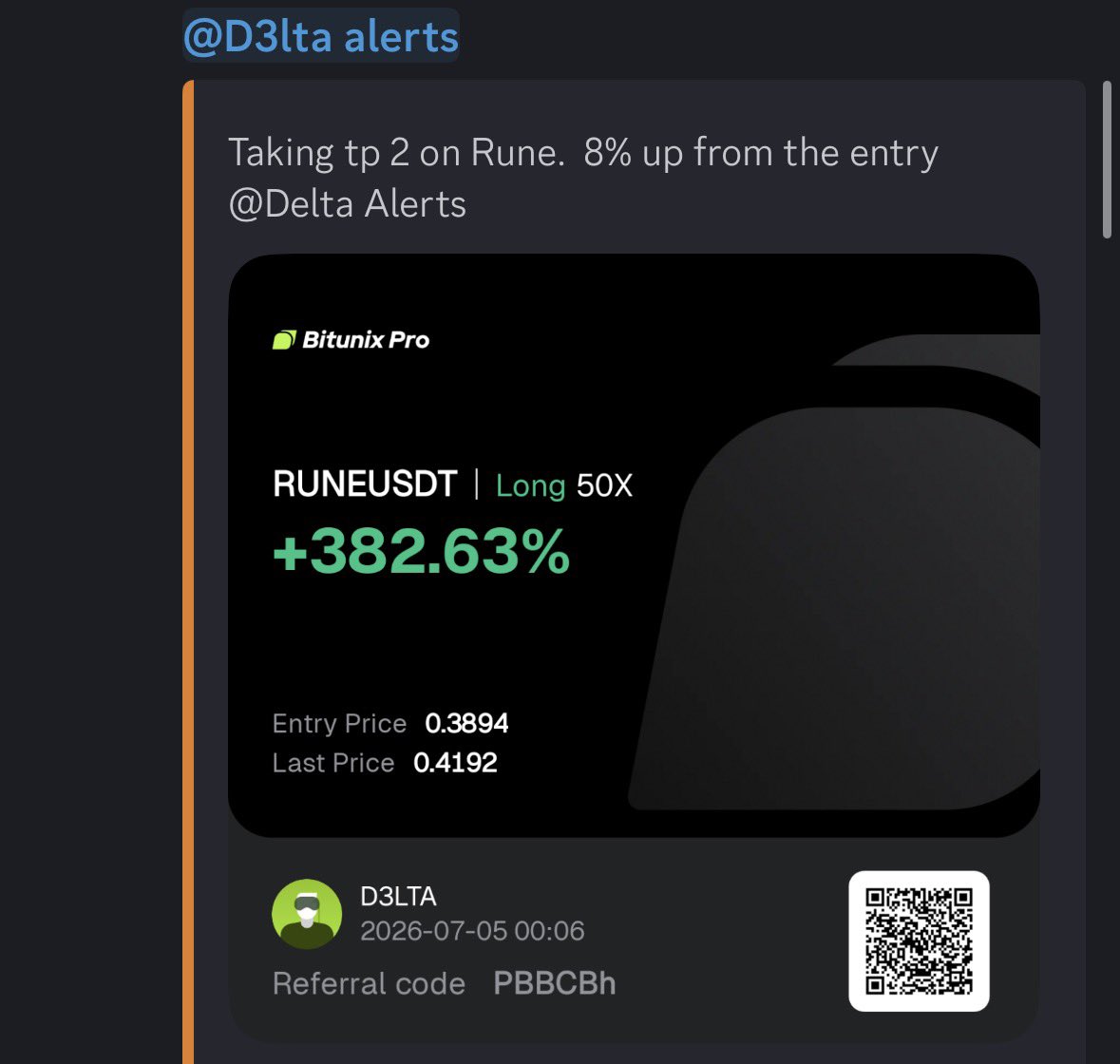 Bryptotraders's tweet photo. Just want to give a HUGE shout out to our analyst @D3LTA_0. Here is his last 4 trades. Truly a demon on the charts and Brypto is lucky to have him on our side.  Check us out. Mention this tweet and receive 72hrs of our Gold membership. If you like it, it’s only $10 a month. You can find our discord link here. 
https://t.co/Yx6W9oiEP0
#Brypto #CryptoFutures #Bitcoin #AltCoins #CryptoDiscord