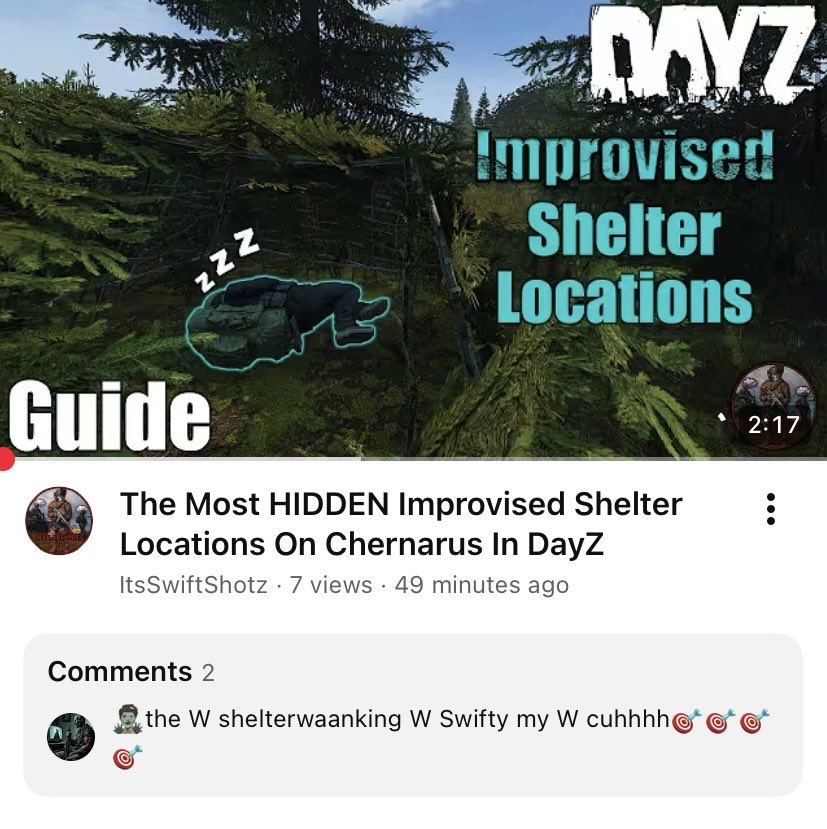 ItsSwiftShotz's tweet photo. 🔴 For the people interested in knowing HIDDEN Improvised Shelter Locations For Chernarus: https://t.co/nK0B7dxEk0