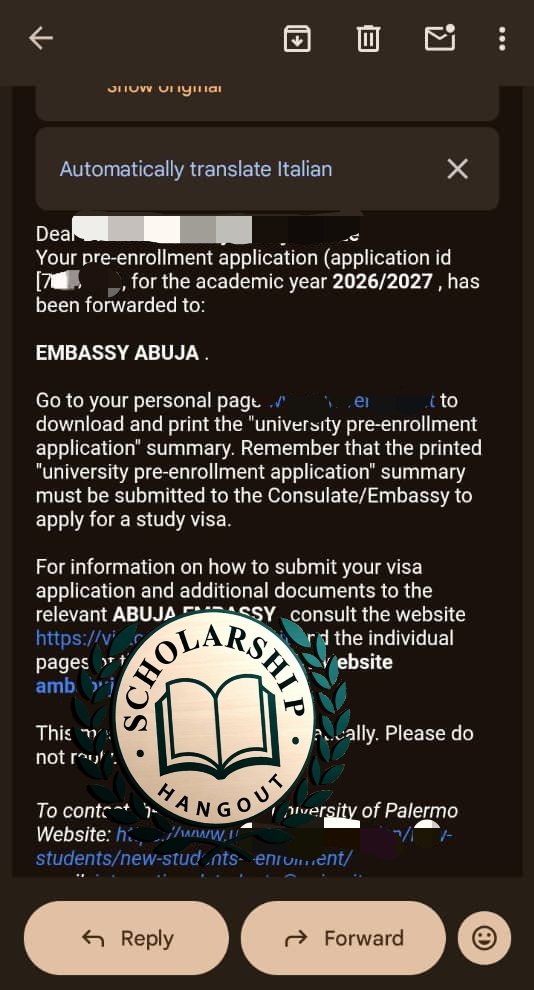 nicedave4all's tweet photo. University of Palermo, nursing pre-enrollment for international students.
Congratulations guys 
Visa next stop
#unipa #scholarshiphangout #internationalstudents #nursing https://t.co/bHQkos7Yom