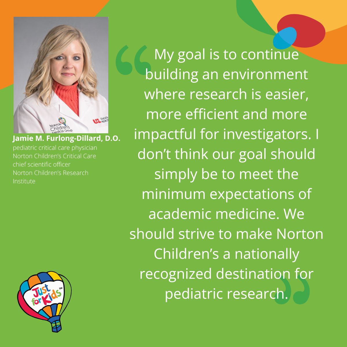 NCProvider's tweet photo. Norton Children’s Research Institute, affiliated with UofL School of Medicine has appointed Jamie M. Furlong-Dillard, D.O., as its new chief scientific officer, effective July 1.

Learn more: https://t.co/nhqoxKE8sS https://t.co/h1avss8RLz