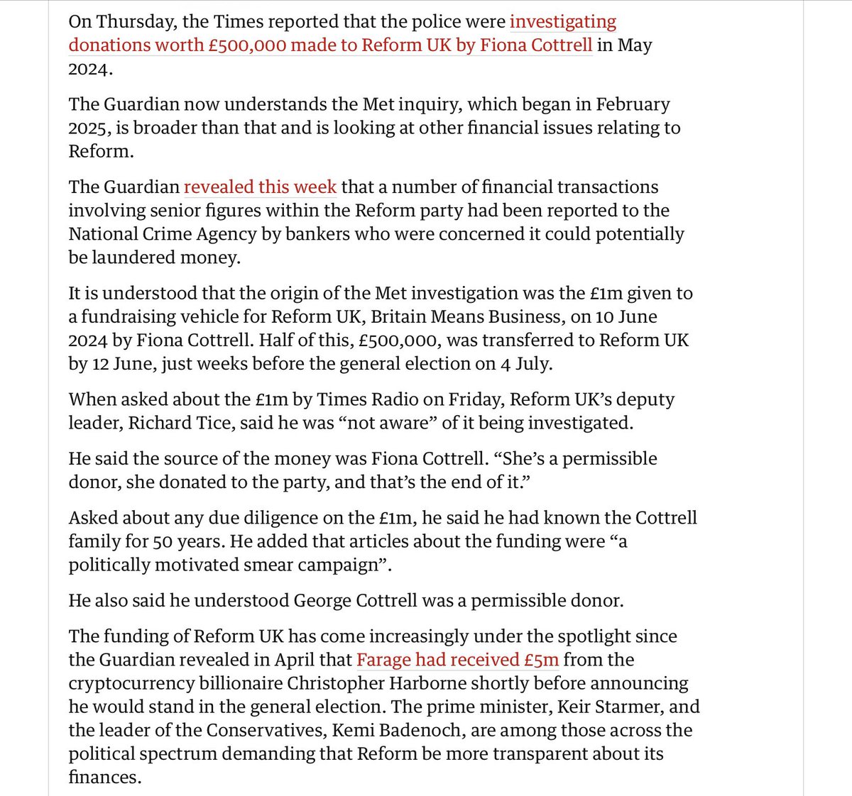 LordRennard's tweet photo. How long before Reform voters conclude that Farage is in it for the money?  Latest here on the Police investigation into Reform donations. https://t.co/XaXhAWUIbf