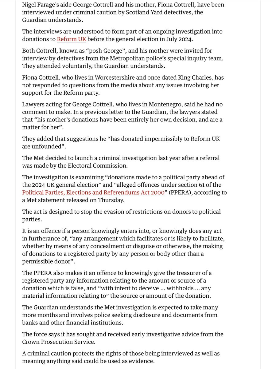 LordRennard's tweet photo. How long before Reform voters conclude that Farage is in it for the money?  Latest here on the Police investigation into Reform donations. https://t.co/XaXhAWUIbf